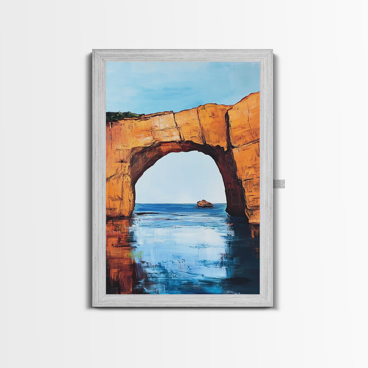 Ocean Arch, coastal painting, seascape painting, nautical decor, beach house art, extra wide art, framed canvas print, wall decor