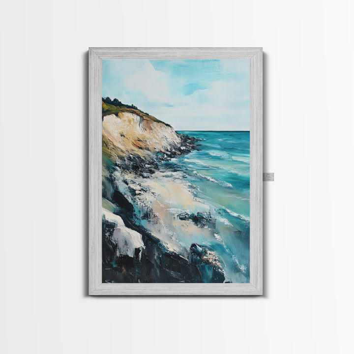 Cliffside View, Ocean Painting, Canvas Print, Coastal Wall Art, Nautical Decor, Seascape Art, Rustic Art, Gift Idea, Above Bed Art