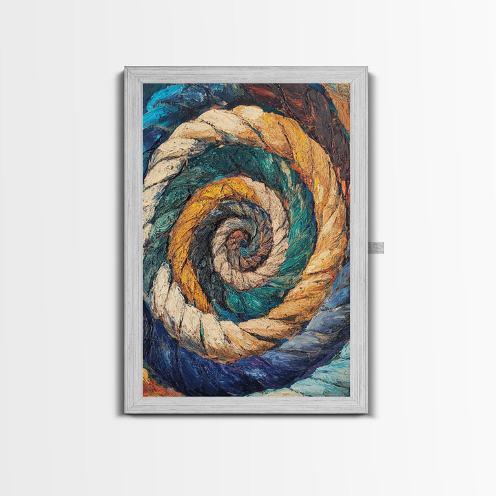 Nautical Spiral, Abstract Ocean Art, Canvas Print, Coastal Wall Art, Moody Art, Geometric Painting, Living Room Art, Gift Idea