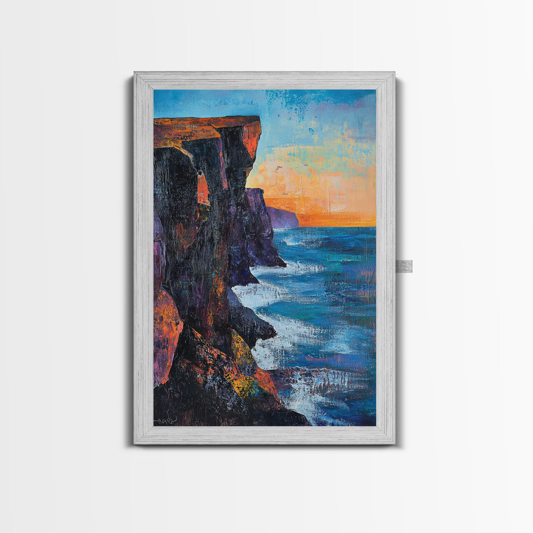Cliffs of Moher, Ireland Painting, Coastal Landscape Art, Seascape Painting, Nautical Wall Art, Canvas Print, Gift Idea