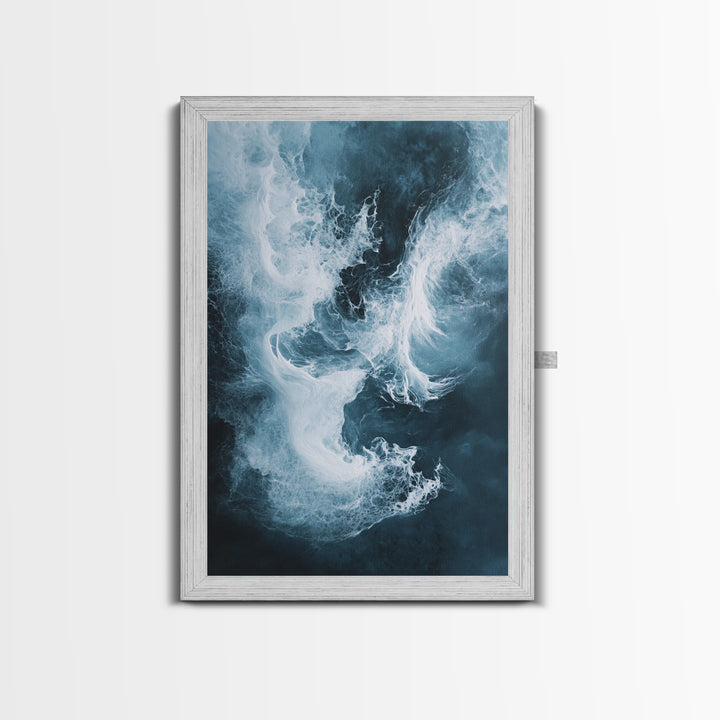 Abstract Ocean Mist Canvas Print | Modern Blue Wall Art | Fluid Painting | Minimalist Coastal Decor | Large Statement Artwork
