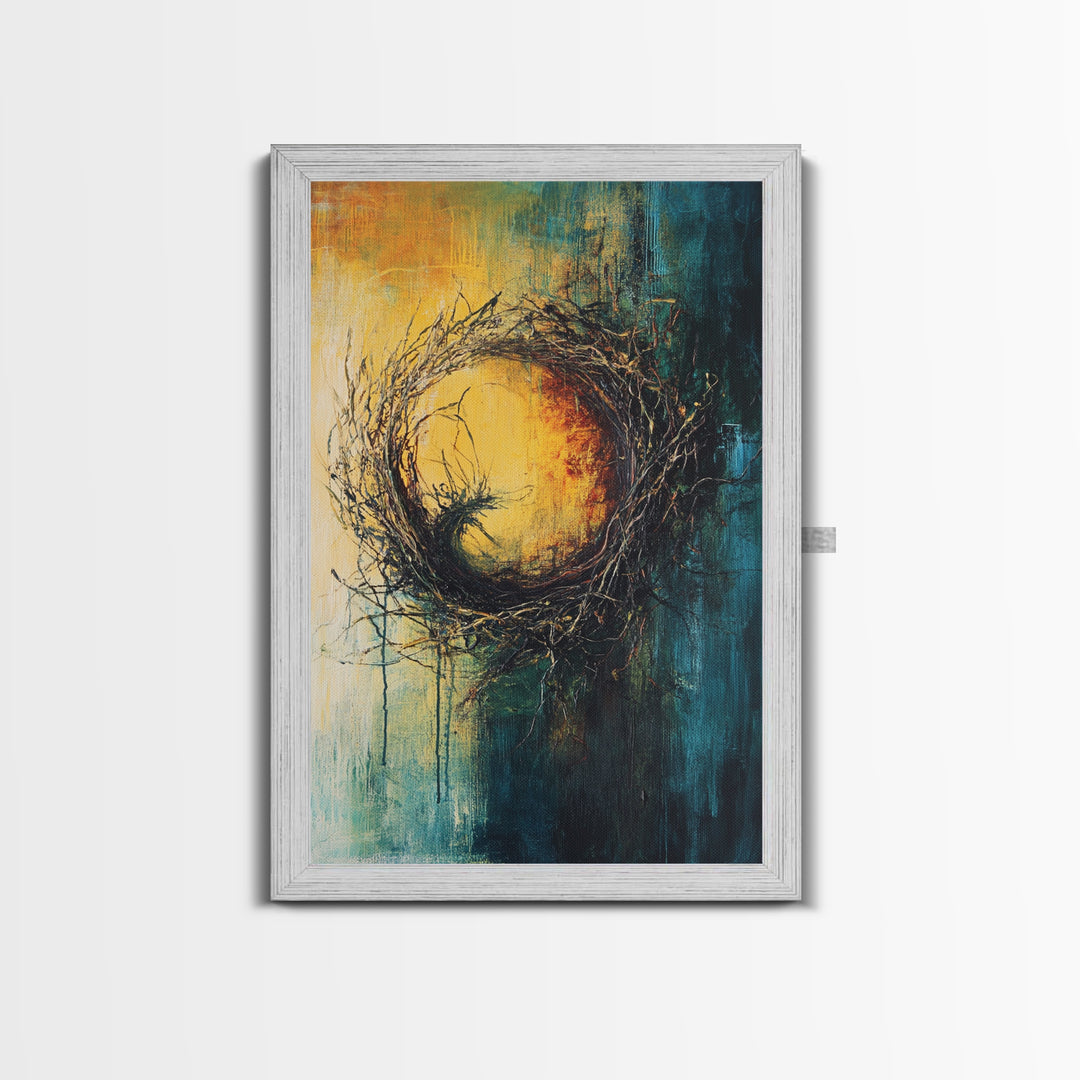 Rustic Bird Nest Canvas Print Minimalist Nature Wall Art Farmhouse Home Decor Moody Artwork Cozy Living Room Art Gift Under 50