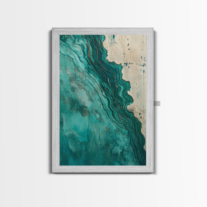 Abstract Turquoise Waves Canvas Print | Modern Wall Art | Fluid Acrylic Painting | Contemporary Home Decor | Office Art