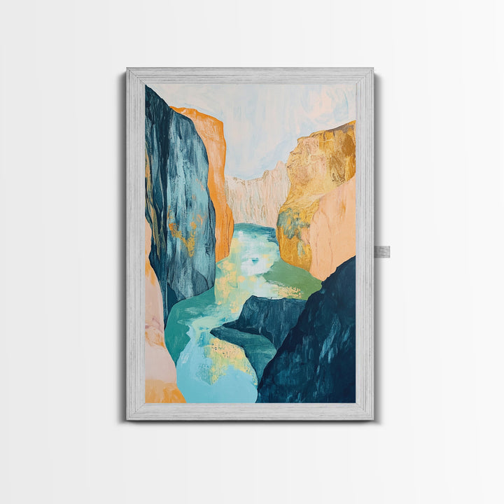 Canyon River, Southwest Wall Art, Mountain Painting, Rustic Art, Landscape Painting, Extra Wide Art, Boho Art, Framed Canvas Print