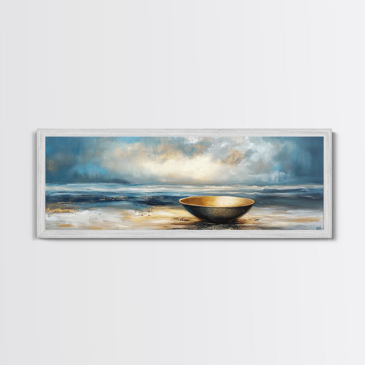 Ocean Bowl Framed Canvas Print, Coastal Zen Wall Art, Beach Minimalist Home Decor, Tranquil Seascape Art, Modern Nautical Wall Decor