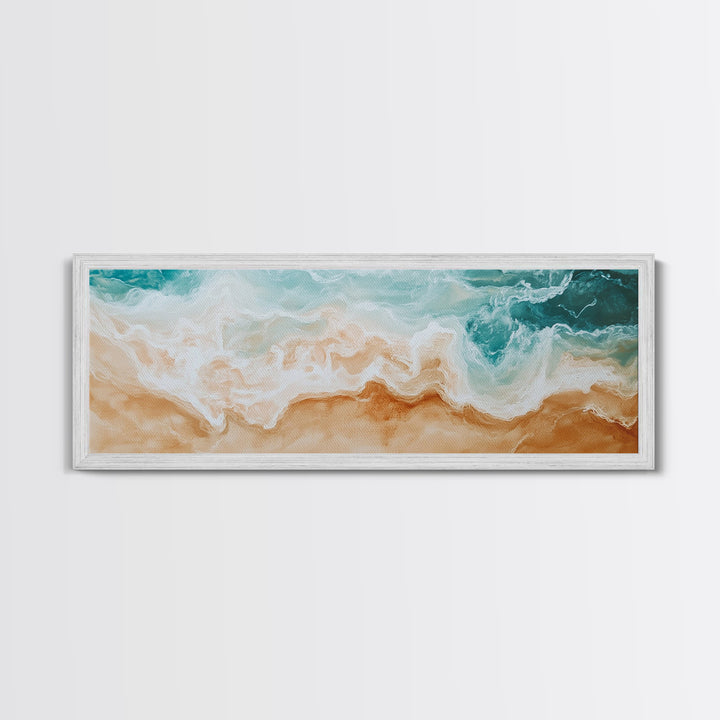 Coastal Beach Waves Painting, Serene Ocean Art, Abstract Shoreline Wall Decor, Neutral Beach House Decor, Modern Living Room Art