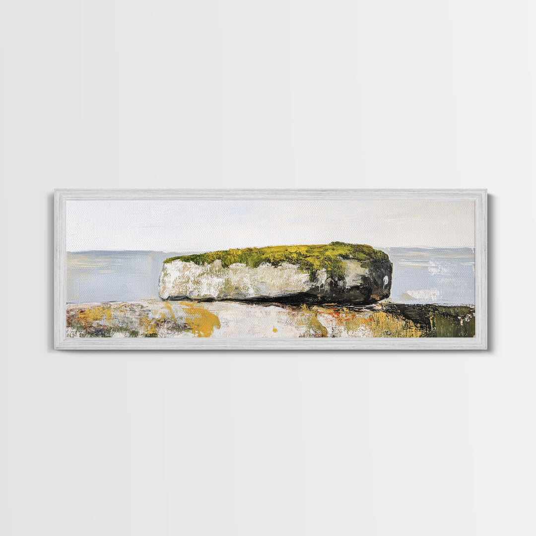 Coastal Rock Formation Canvas Print - Minimalist Seascape Wall Art, Neutral Home Decor, Nature Inspired Living Room Art,