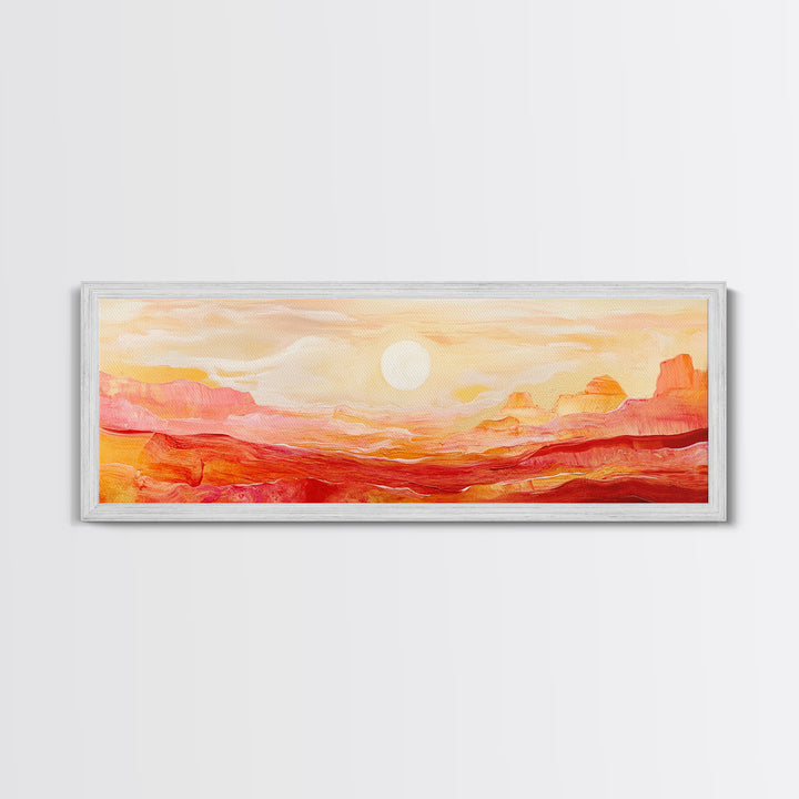 Desert Sunset Painting Warm Abstract Southwest Wall Art Minimalist Mountain Landscape Artwork Boho Home Decor Canvas Print