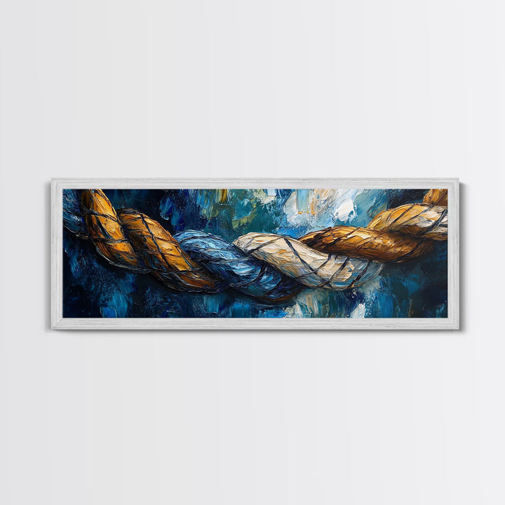 Nautical Rope Texture Canvas Print Abstract Coastal Wall Art, Ocean Inspired Painting, Rustic Nautical Decor, Beach House Wall Art