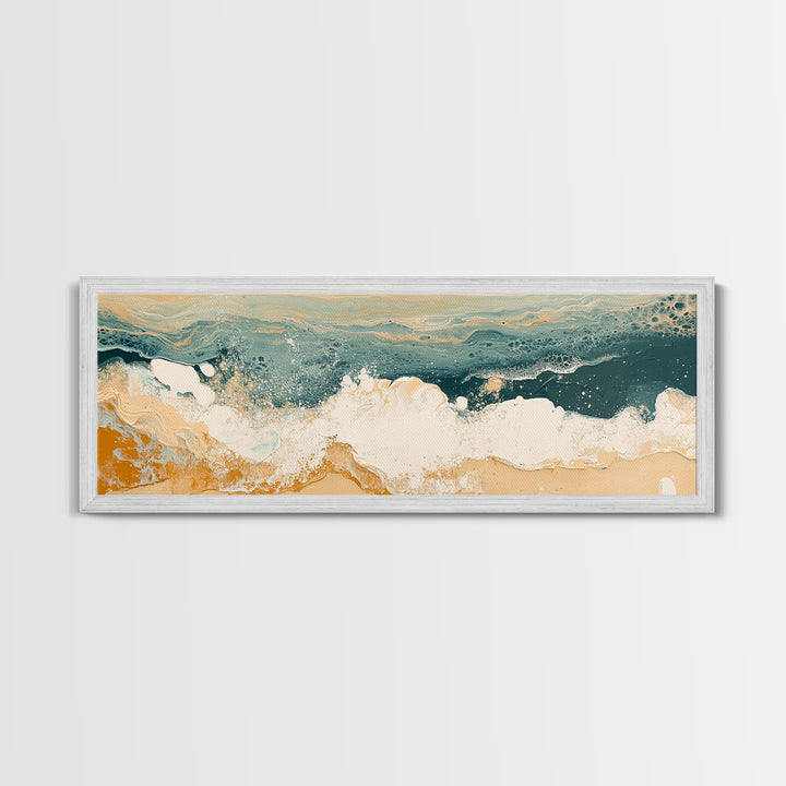 Abstract Ocean Waves Framed Canvas Print Coastal Wall Art, Beach House Decor, Modern Seascape, Large Wall Art, Minimalist Art
