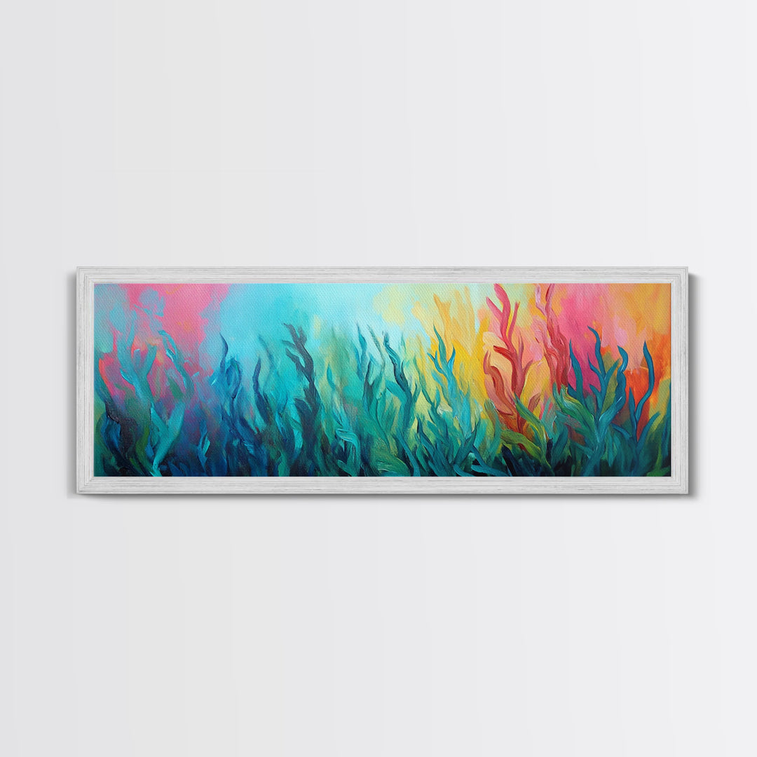 Abstract Seaweed Canvas Print Vibrant Coastal Wall Art, Ocean Inspired Decor, Modern Underwater Painting, Boho Home Accent
