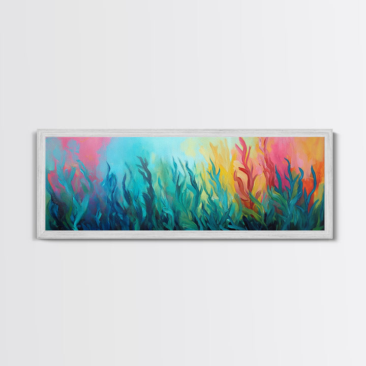Abstract Seaweed Canvas Print Vibrant Coastal Wall Art, Ocean Inspired Decor, Modern Underwater Painting, Boho Home Accent