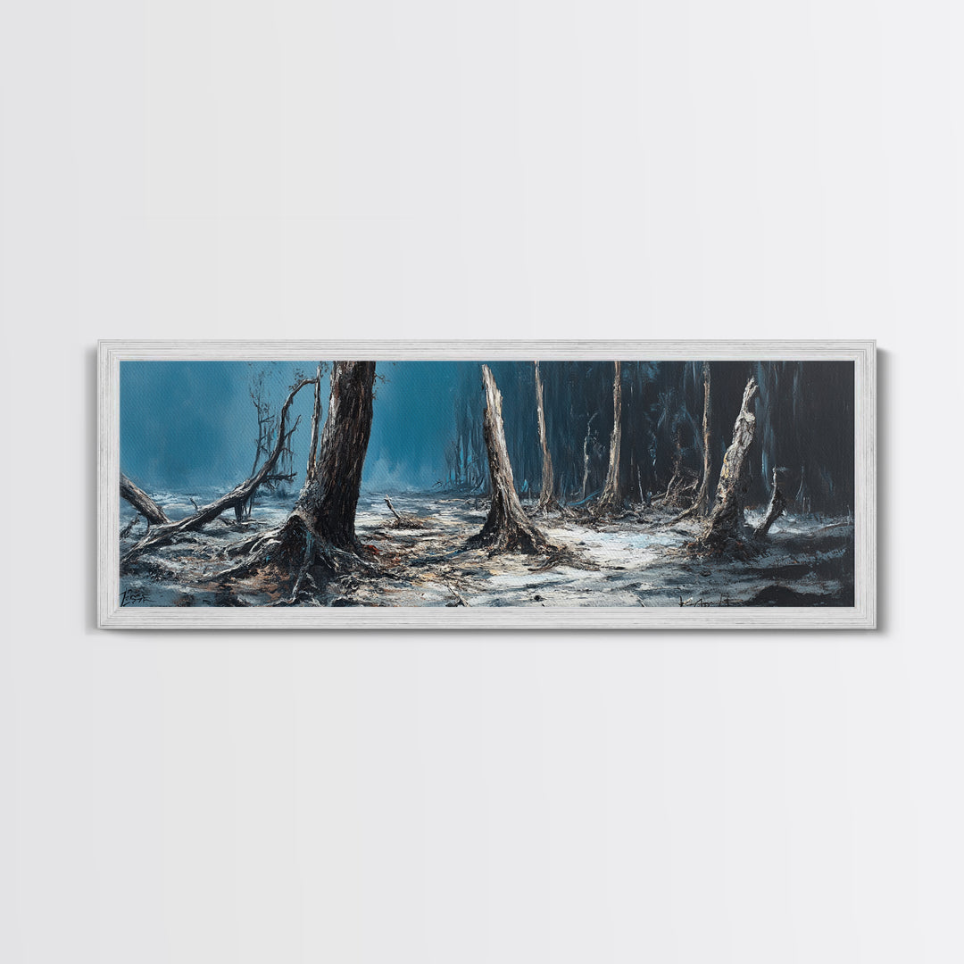 Dark Forest Mystical Canvas Print Moody Landscape Wall Art Gothic Nature Decor Haunted Woods Painting Spooky Halloween Gift