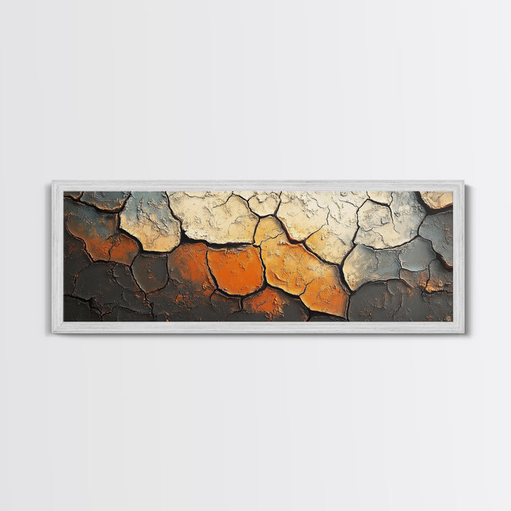 Cracked Earth, Textured Wall Art, Abstract Painting, Earthy Tones, Framed Canvas Print, Industrial Home Decor, Office Artwork