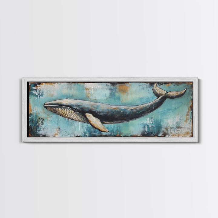 Blue Whale, Ocean Art, Canvas Print, Coastal Home Decor, Nautical Wall Art, Marine Life Painting, Beach House Wall Art, Rustic Artwork