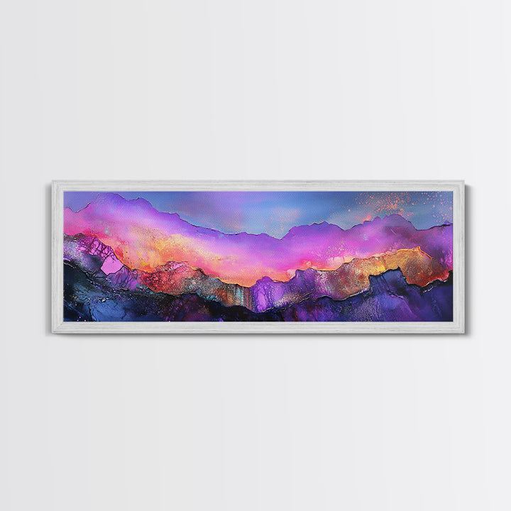 Abstract Mountains, Colorful Sunset Art, Modern Landscape, Vibrant Wall Art, Living Room Art, Canvas Print, Framed Canvas Print