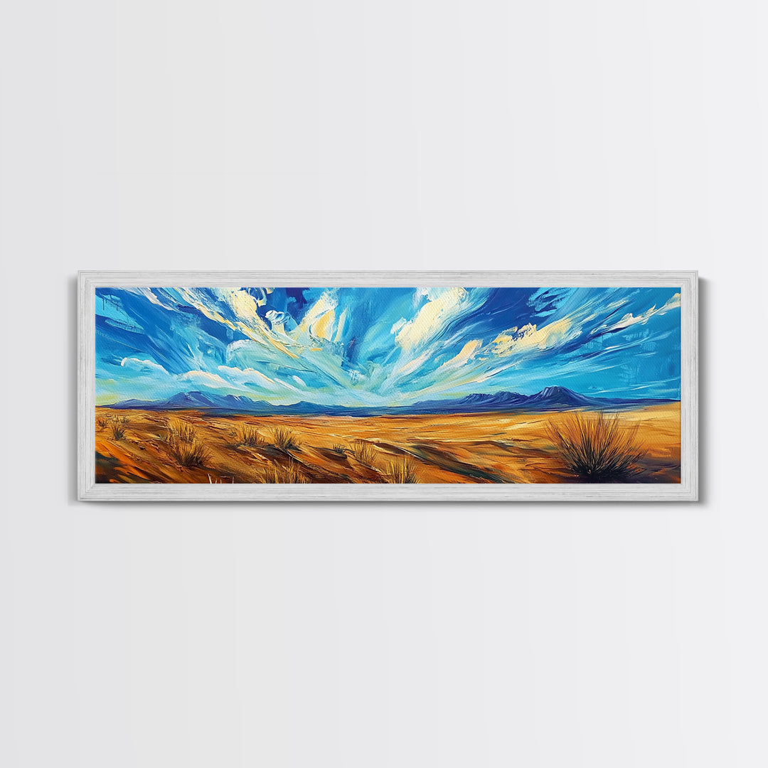 Desert Landscape, Sunset Over Mountains, Nature Painting, Home Decor, Living Room Art, Canvas Print, Framed Canvas Print