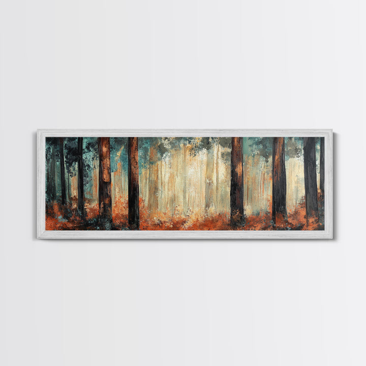 Autumn Forest Canvas Print, Rustic Fall Wall Art, Nature Landscape Painting, Cabin Decor, Earthy Tones, Cozy Living Room Art