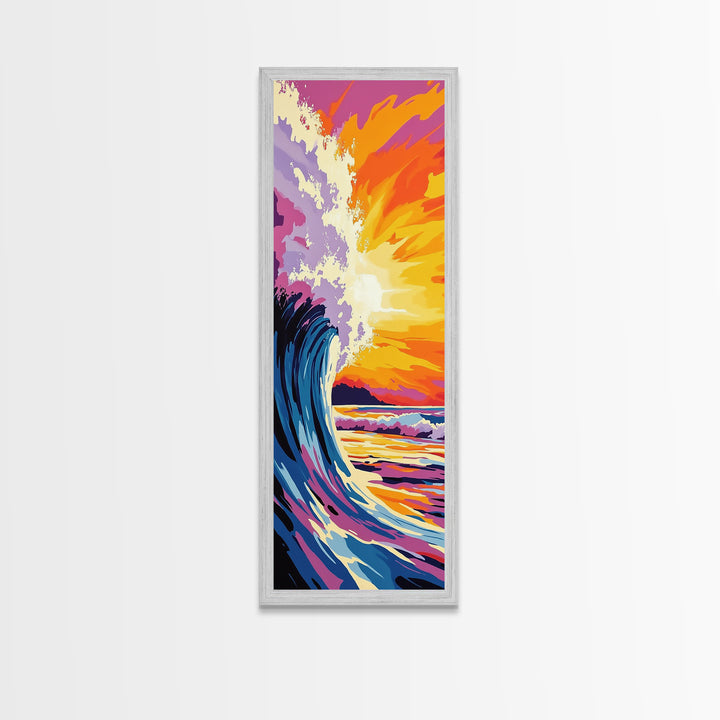 Ocean Wave, Coastal Sunset Wall Art, Beach House Decor, Nautical Theme, Surf Canvas Print, Vibrant Seascape, Modern Living Room Accent