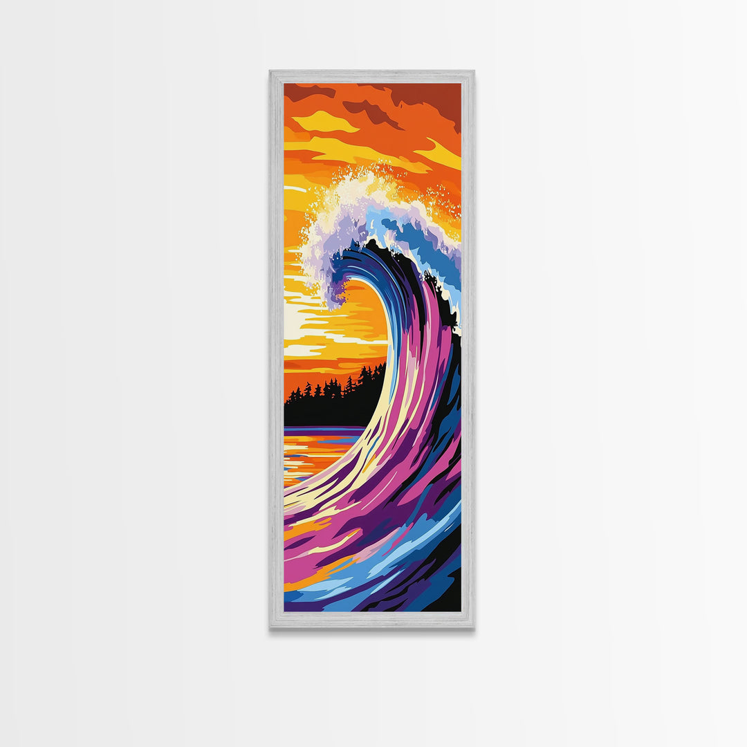 Ocean Wave, Sunset Surf, Coastal Art, Canvas Print, Beach House Decor, Living Room Wall Art, Vibrant Seascape, Nautical Theme