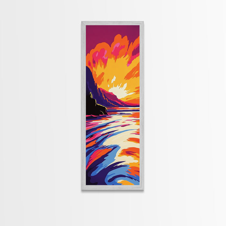 Ocean Sunset, Vibrant Landscape, Framed Canvas Print, Coastal Art, Beach House Decor, Living Room Art, Minimalist Nature Painting