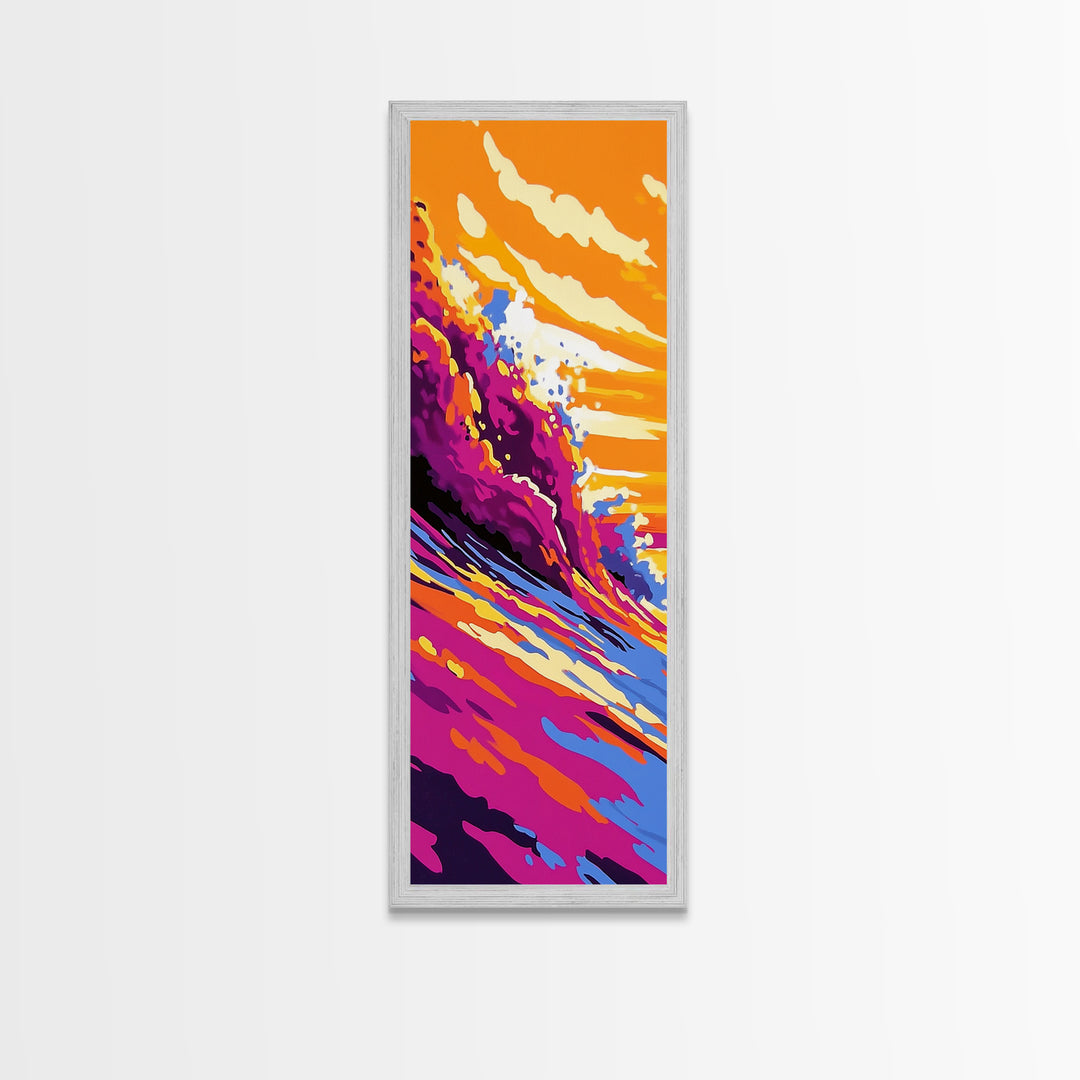Ocean Wave, Sunset Surf, Dynamic Seascape Art, Vibrant Coastal Decor, Beach Lover Gift, Bold Wall Art, Framed Canvas Print