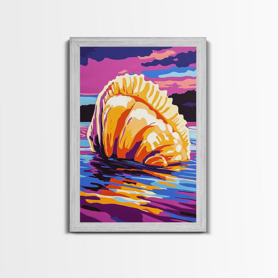 Ocean Rock Formation, Framed Canvas Print, Vibrant Seascape, Coastal Art, Nautical Home Decor, Bold Nature Scene, Beach House Accent