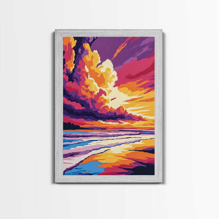 Ocean Sunset, Beach Art, Coastal Decor, Canvas Print, Vibrant Seascape, Modern Wall Art, Tropical Sunset, Bedroom Wall Decor