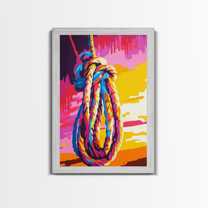 Nautical Rope, Maritime Wall Art, Coastal Home Decor, Vibrant Ocean Print, Framed Canvas Print, Beach House Aesthetic, Rustic Seaside Art