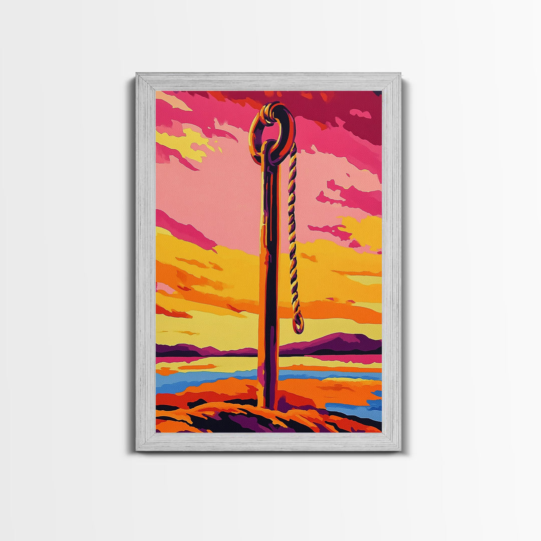 Nautical Rope, Coastal Decor, Beach House Art, Sunset Painting, Canvas Print, Living Room Wall Art, Boho Home Decor, Vibrant Landscape