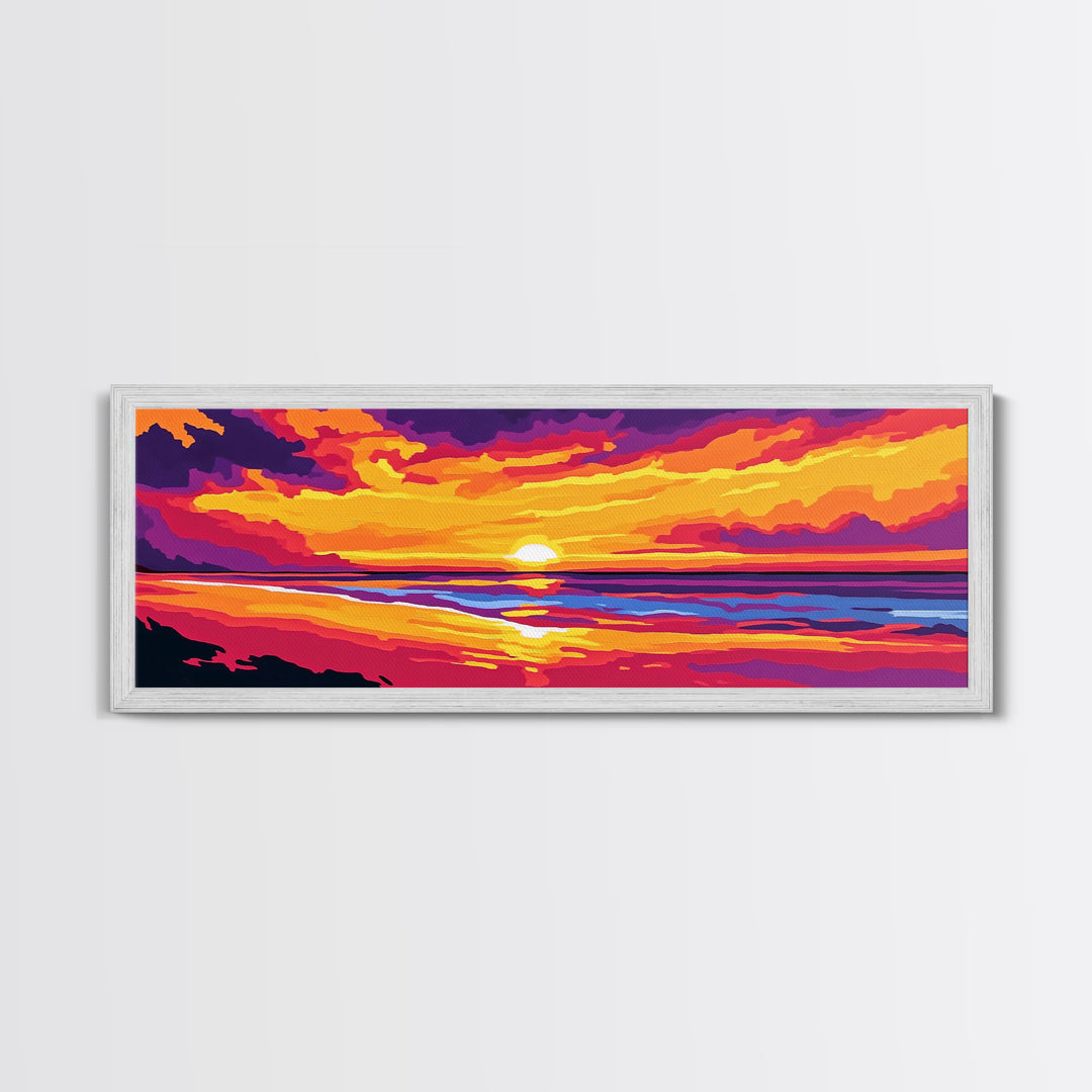 Ocean Horizon, Sunset Beach Scene, Coastal Home Decor, Relaxing Seascape, Canvas Print, Living Room Wall Art, Nautical Vibes, Bold