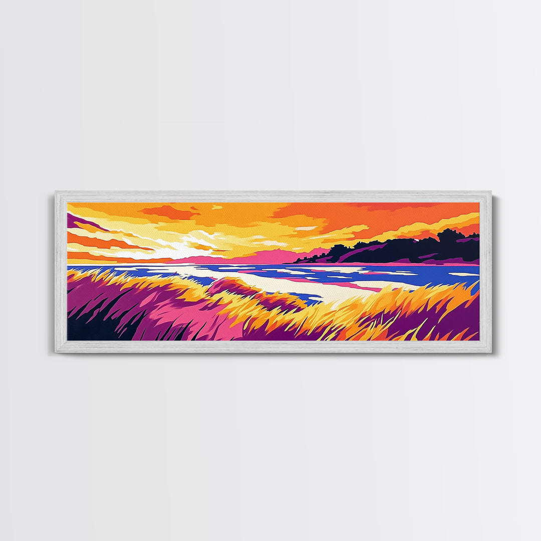Coastal Grasses, Ocean Sunset, Canvas Print, Beach Art, Serene Landscape, Nautical Home Decor, Relaxing Wall Art, Living Room Decor