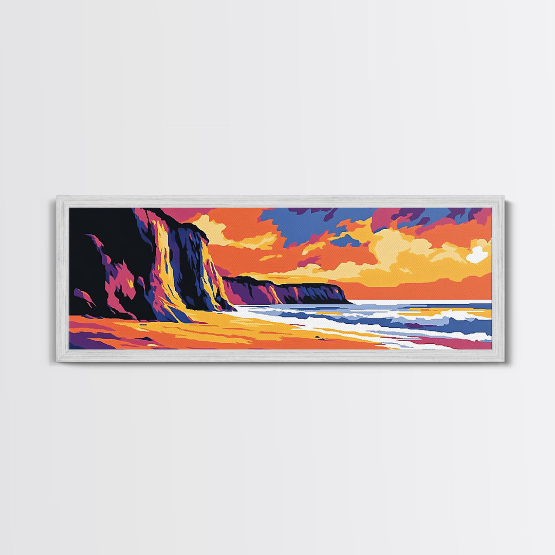 Ocean Sunset, Coastal Serenity, Beach House Art, Seascape Painting, Nature Wall Decor, Framed Canvas Print, Living Room Wall Art