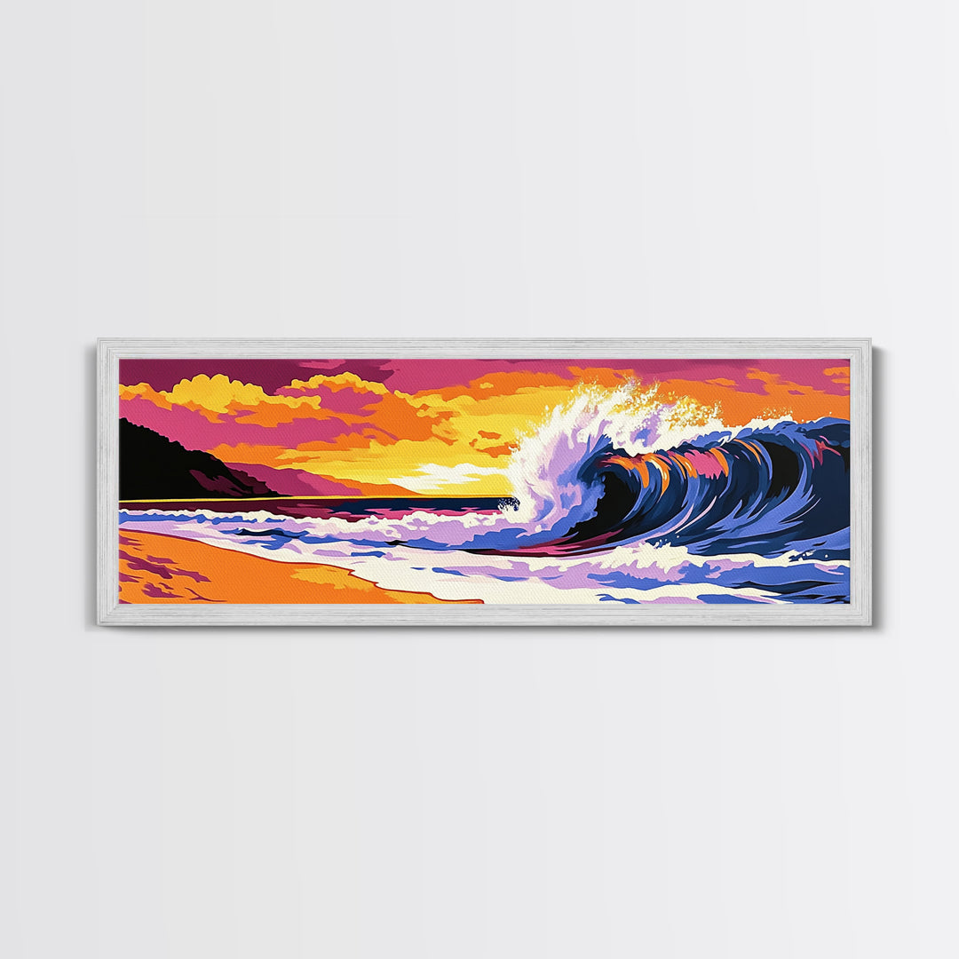 Ocean Wave Painting, Beach Sunset Art, Surf Art, Coastal Wall Decor, Modern Seascape, Tropical Vibes, Beach House Art, Canvas Print
