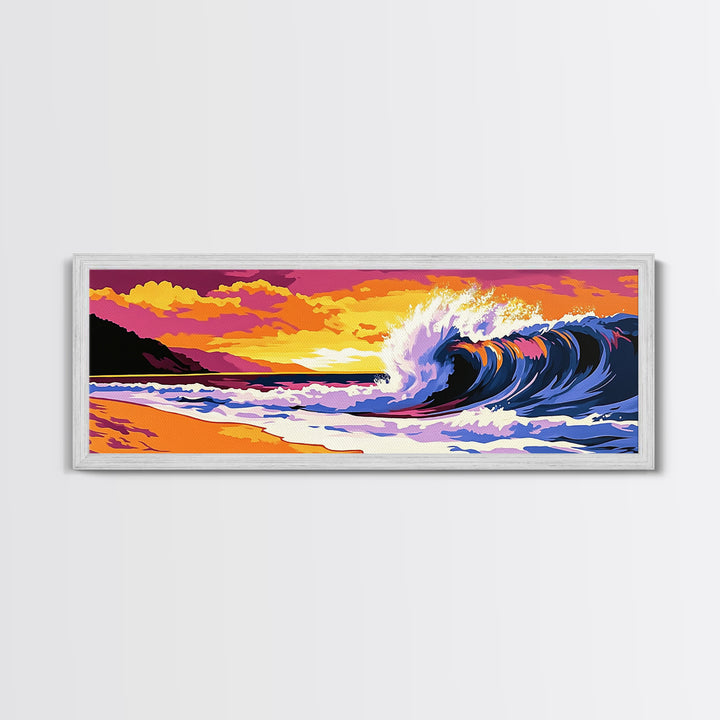 Ocean Wave Painting, Beach Sunset Art, Surf Art, Coastal Wall Decor, Modern Seascape, Tropical Vibes, Beach House Art, Canvas Print