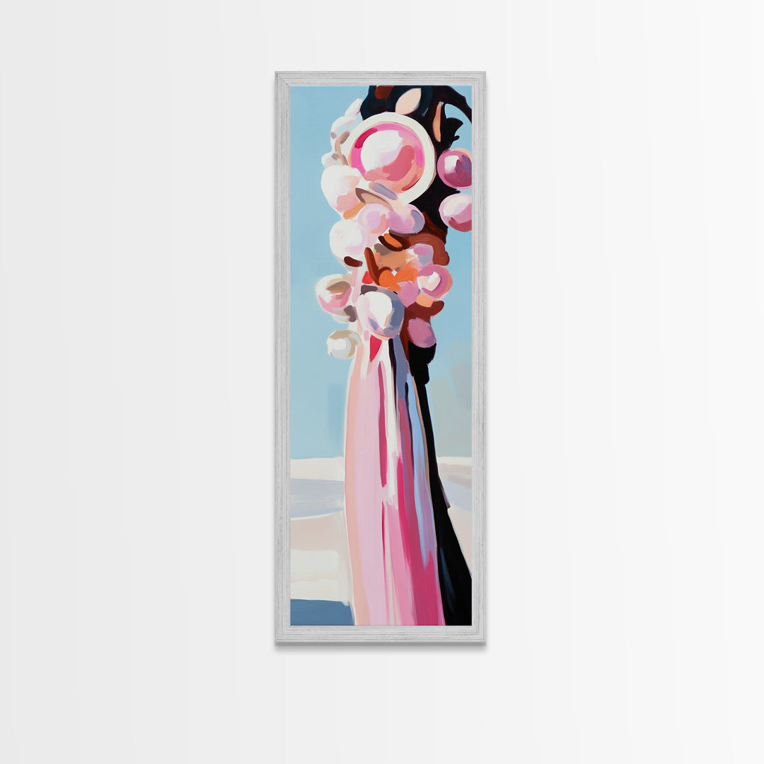 Abstract, Pink Bouquet, Floral Wall Art, Framed Canvas Print, Modern Expressionist Art, Soft Color Palette, Bedroom Wall Art