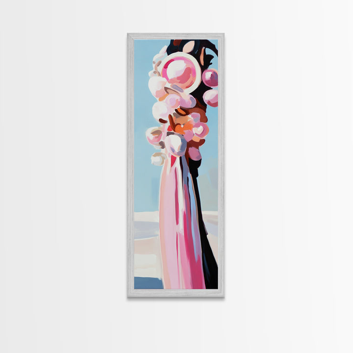 Abstract, Pink Bouquet, Floral Wall Art, Framed Canvas Print, Modern Expressionist Art, Soft Color Palette, Bedroom Wall Art