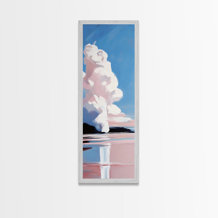 Cloud Reflection, Pink Sky, Blue Horizon, Framed Canvas Print, Minimalist Wall Art, Modern Decor, Living Room Art, Nature Print