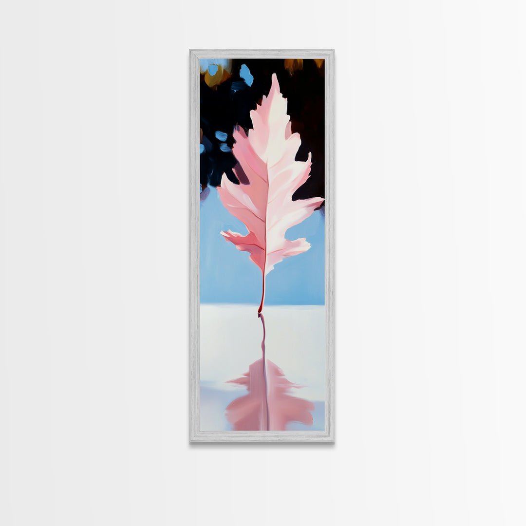 Pink Autumn Leaf, Fall Canvas Print, Nature Wall Art, Seasonal Decor, Botanical Artwork, Soft Pastel Aesthetic, Living Room Art