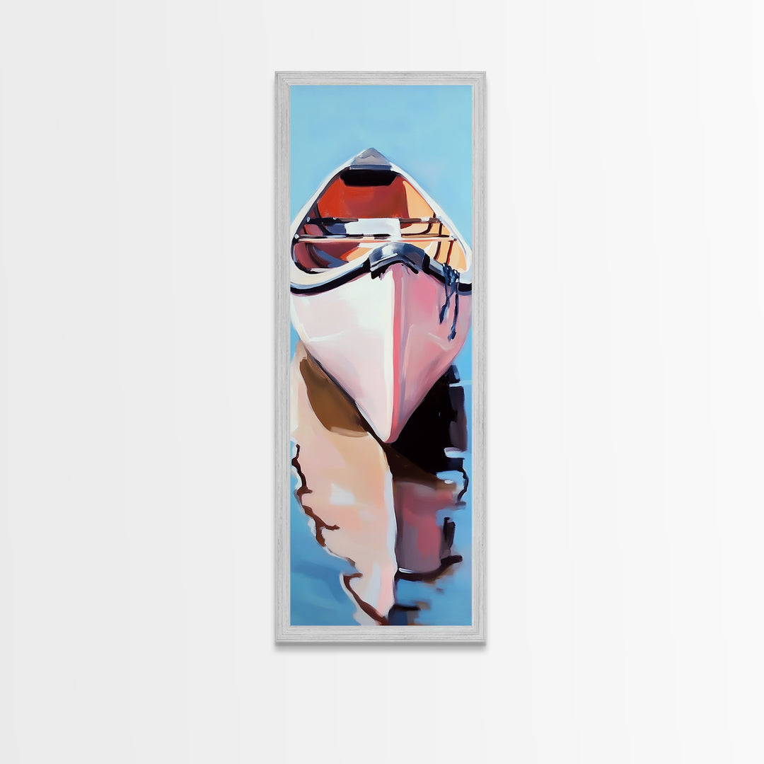 Rowboat Reflection, Lake House Art, Serene Waterscape Painting, Nautical Home Decor, Calm Blue Artwork, Canvas Print