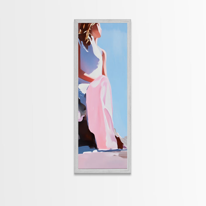 Elegant Woman, Soft Pastel Art, Feminine Portrait, Framed Canvas Print, Contemporary Aesthetic, Living Room Wall Art, Dreamy Abstrac