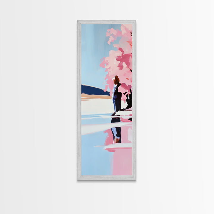 Cherry Blossom, Spring Landscape, Feminine Art, Nature Serenity, Japanese Garden, Pastel Aesthetic, Bedroom Wall Art, Framed Canvas Print