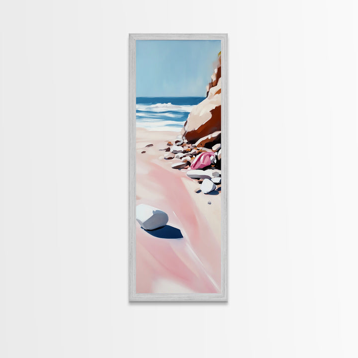 Sandy Beach, Coastal Escape, Ocean Bliss, Canvas Print, Beach House Decor, Minimalist Painting, Living Room Wall Art, Gift, Blue