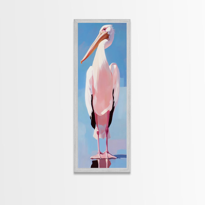 Pelican, Coastal Bird, Modern Beach Art, Nautical Home Decor, Ocean Animal, Boho Wall Art, Seaside Theme, Framed Canvas Print