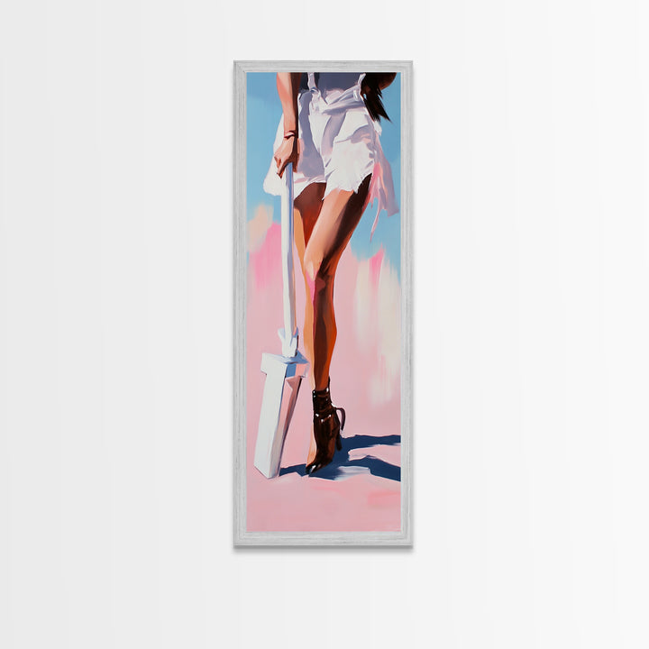 Beach Legs, Summer Vibes, Fashion Wall Art, Modern Minimalist Decor, Coastal Aesthetic, Chic Home Style, Framed Canvas Print