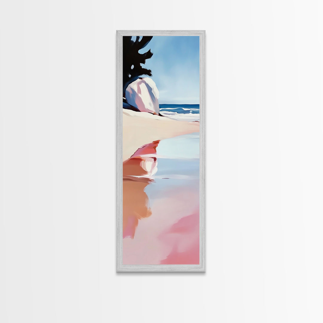 Ocean Reflection, Coastal Wall Art, Beach House Decor, Minimalist Seascape, Framed Canvas Print, Tranquil Blue Art, Nautical Style