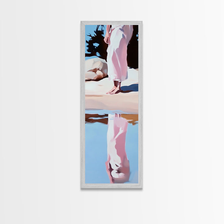 Barefoot Bliss, Soft Pastel Beach Art, Peaceful Escape, Serene Landscape, Earthy Tones, Coastal Decor, Bedroom Canvas Print