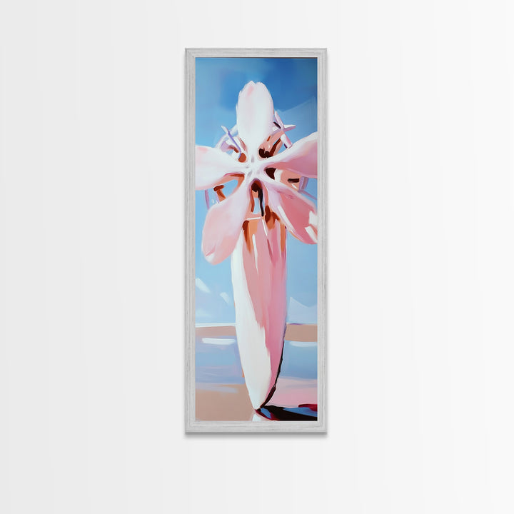 Pink Blossom Bloom, Soft Nature Art, Gentle Pastels, Tranquil Scene, Framed Canvas Print, Bedroom Wall Art, Botanical Decor