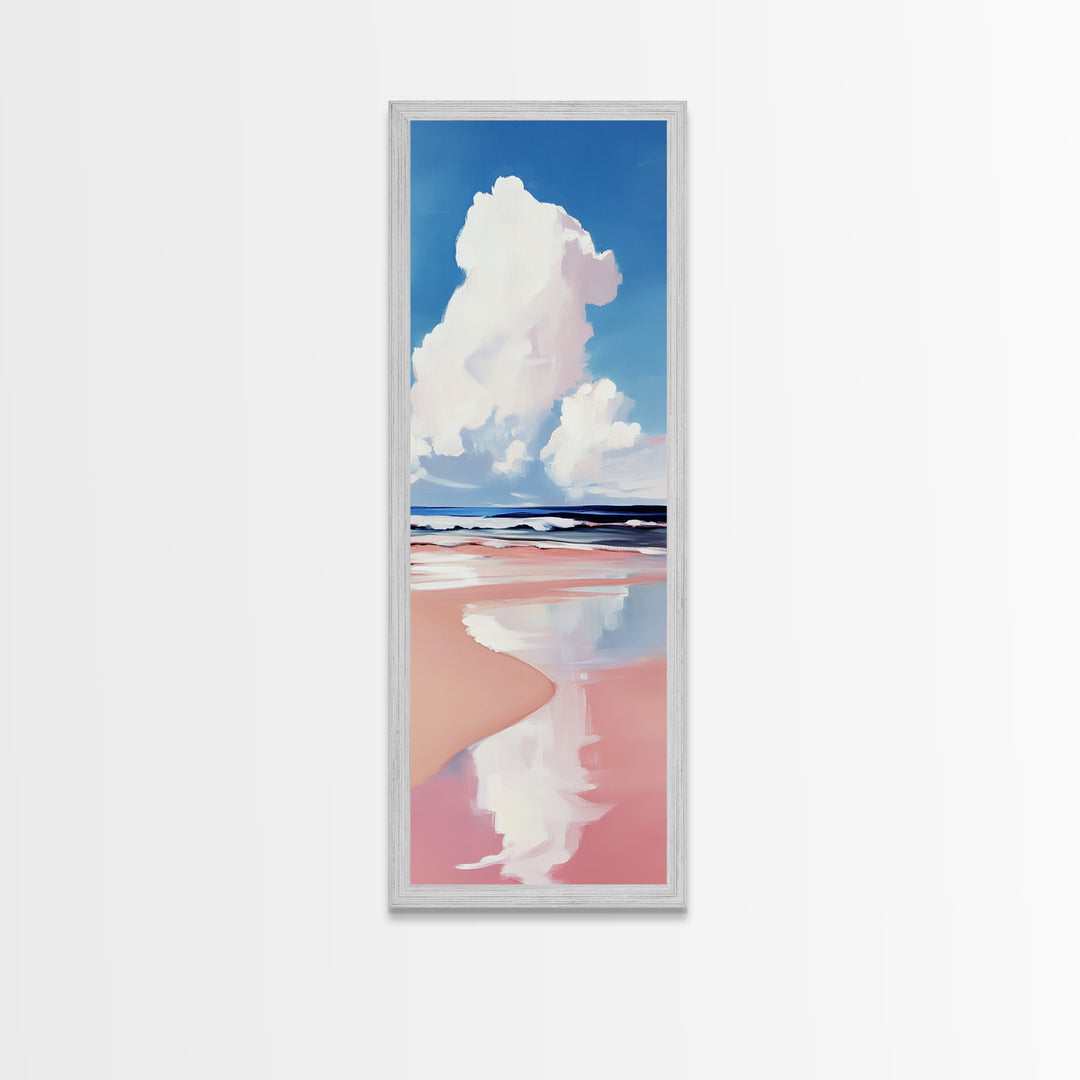 Cloud Reflection, Ocean Horizon, Tranquil Sky, Dreamy Seascape, Framed Canvas Print, Coastal Wall Art, Living Room Decor, Minimalist Blue