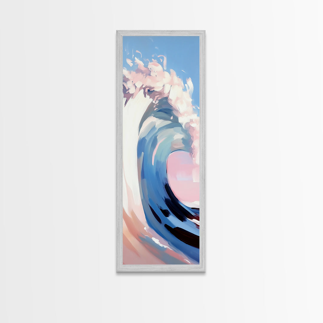 Ocean Wave, Abstract Seascape, Framed Canvas Print, Coastal Aesthetic, Modern Minimalist, Living Room Decor, Nautical Wall Art